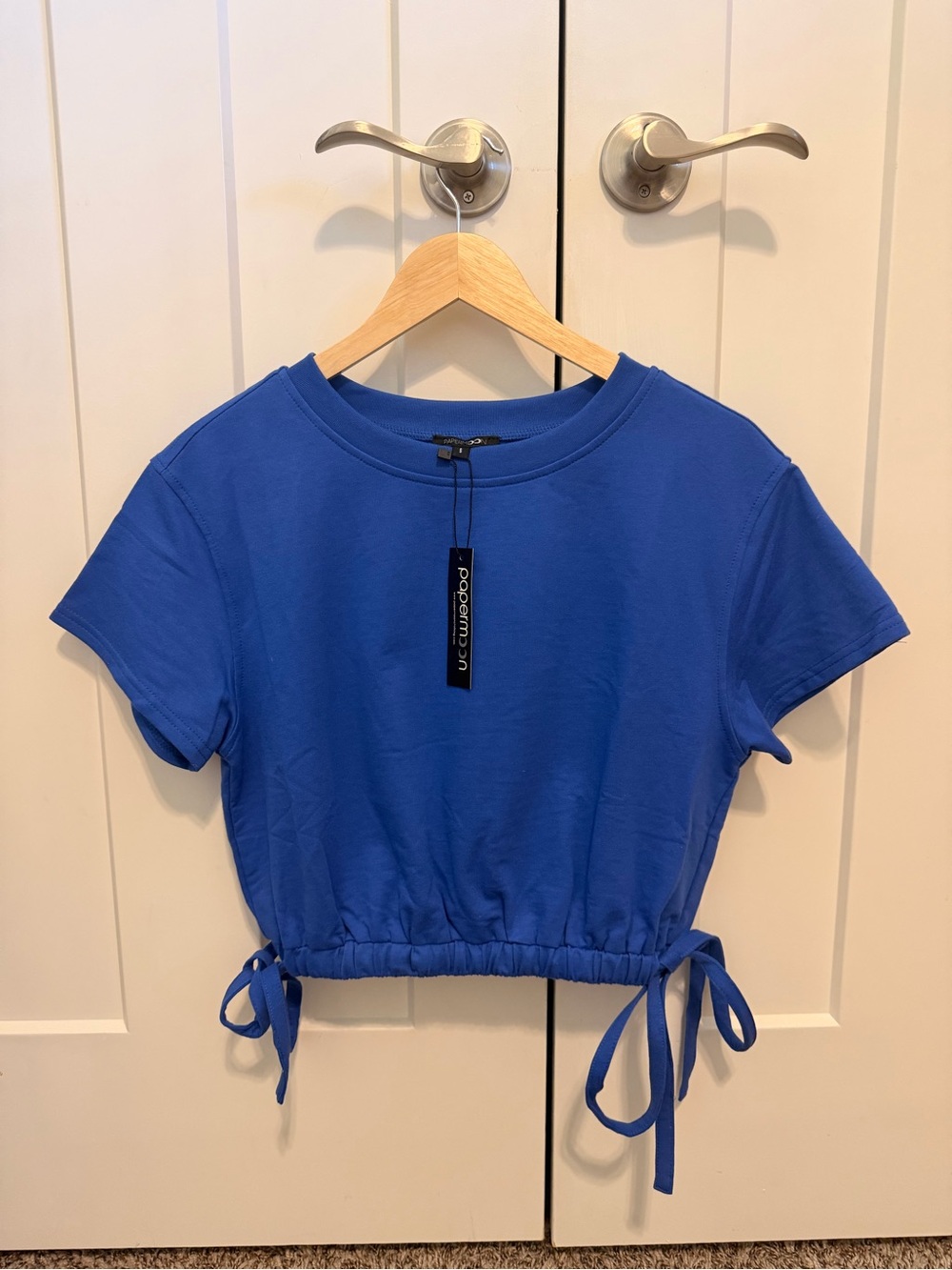 Papermoon Royal Blue Drawstring Crop Top